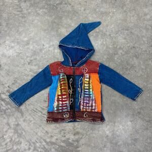 Shop Therapy Kids S/M Patchwork Zip-Up Hoodie Jacket Multicolor Cotton Nepal